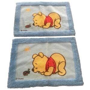 Vintage Disney Baby Winnie the Pooh Rug Blue Ladybug Sun Set of two Bathroom rug